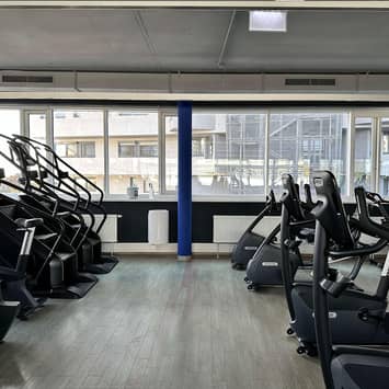 Ausdauertraining mit Blick nach draußen Cardiogeräte am Fenster