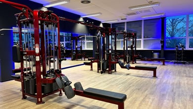 Trainingsbereich mit Geräten für Arme und Rücken Arm- und Rückengeräte im Fitnessstudio