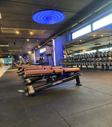 Hanteltrainingsbänke im Fitnessstudio